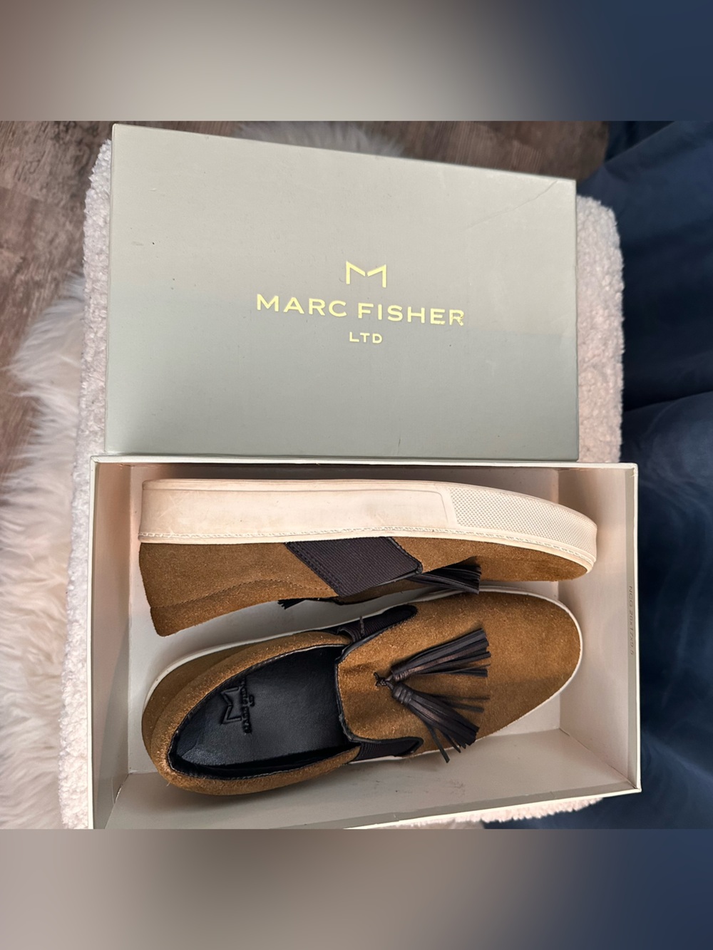 Marc Fisher Olive green Suede Tassel Slip-On Sneakers